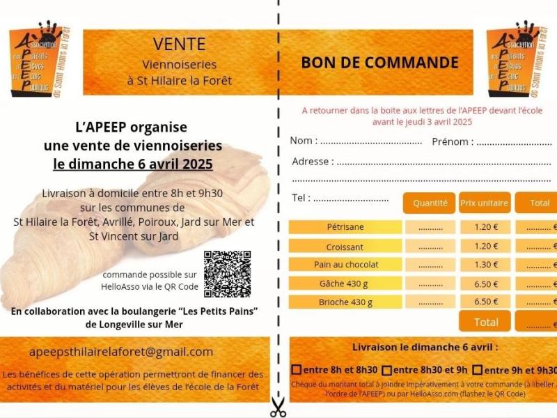 📢 Vente de Viennoiseries à Saint-Hilaire-la-Forêt ! 🥐